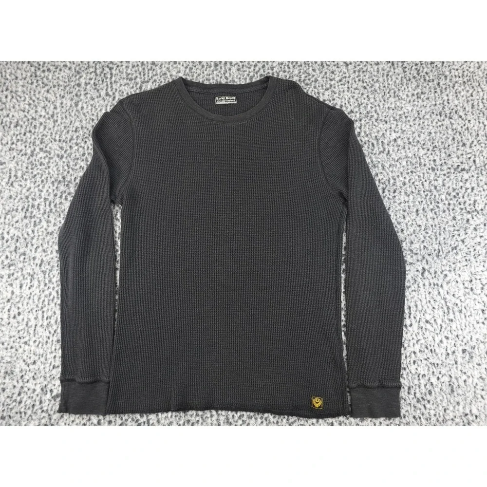 Lucky Brand Thermal Shirt Mens Medium Black Waffle Knit Long Sleeve
